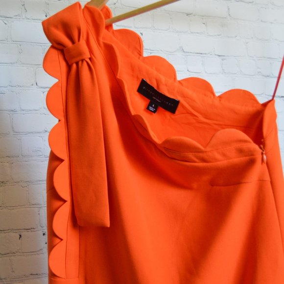 Retro Fitted Orange One- Shoulder Shift Dress - Picture 4 of 4